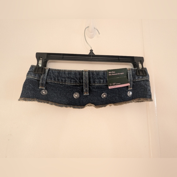 🛍️4 For $15🛍️Wild Pair Dark Blue Denim Mini Belt Easy Rigid - Picture 4 of 7